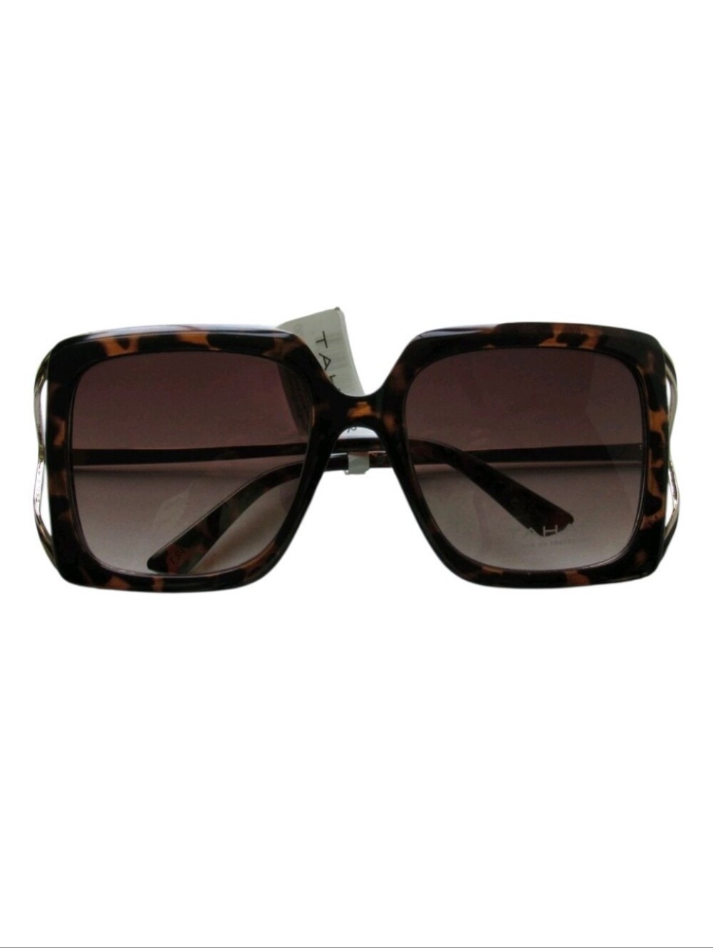 New Tahari Women's Oversized Sunglasses Tortoise & Gold/Tortoise Arms TH981